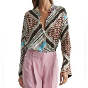 Reiss Women's Top Everly Scarf Print Shirt